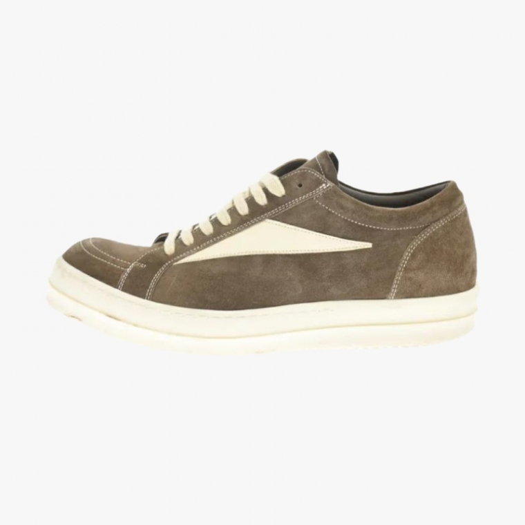 Rick Owens Vintage Sneaks Velour Suede Dust Grey Milk White